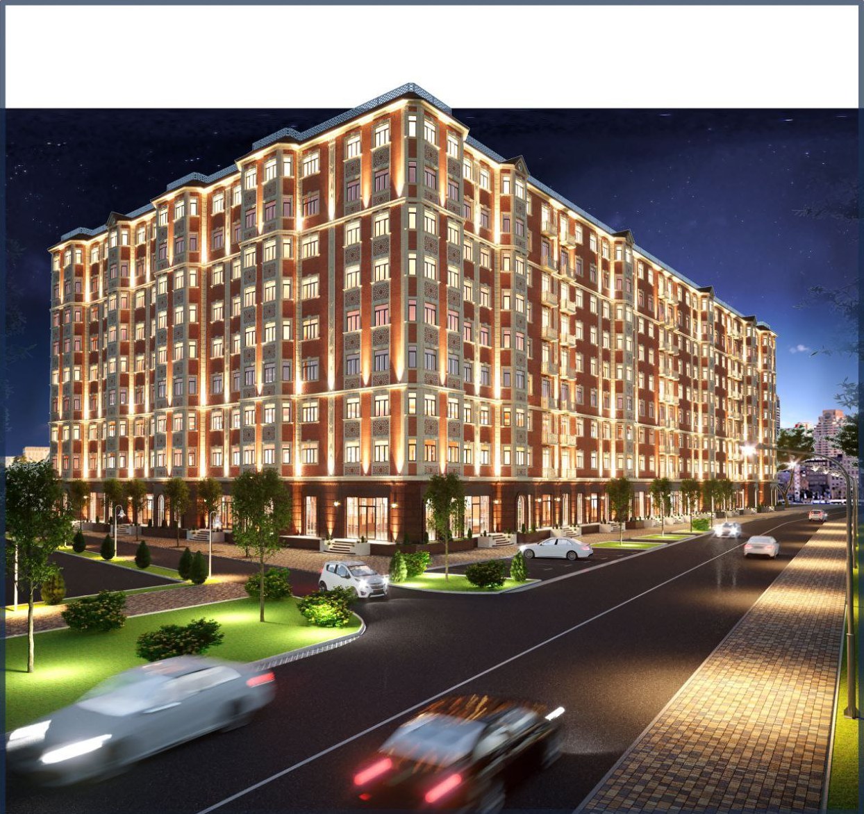 Night residential complex render
